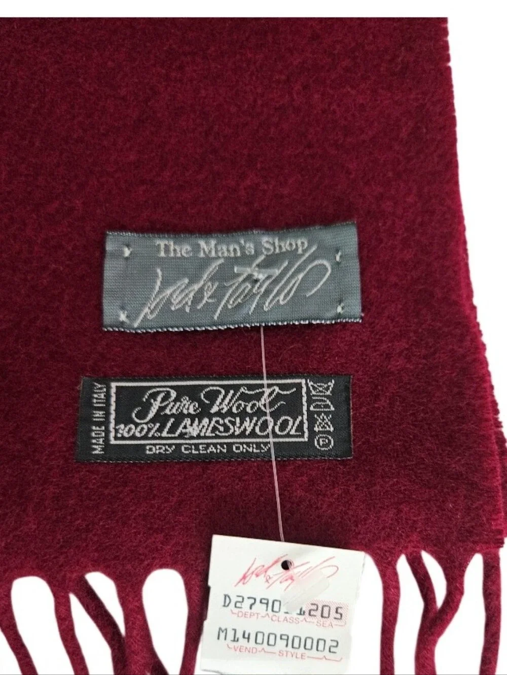 NWT Men's Shop LampsWool Scarf in Deep Burgundy Pure Wool